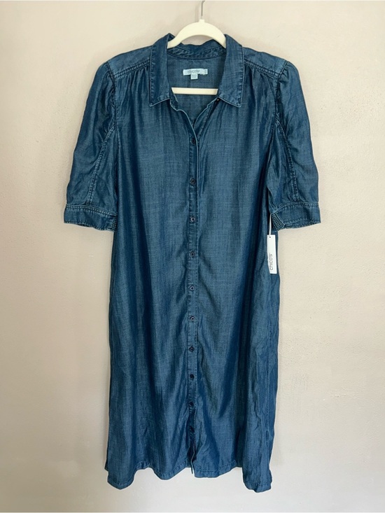 Chico's Dresses & Skirts - Chico's Dark denim Chambray Button-Front Midi Dress - Blue